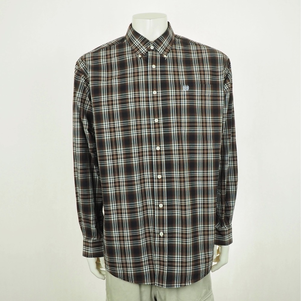 New Cinch Button Down Shirt Mens Large Brown Plaid Classic Fit Western Cowboy